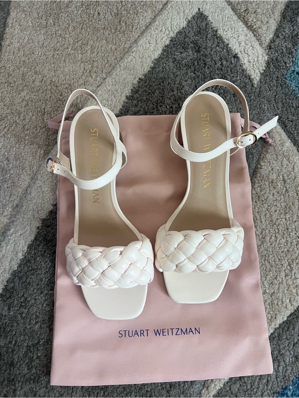 New IN BOX Stuart Weitzman Women’s seashell/walnut Braida 35 Sandal. Never worn!